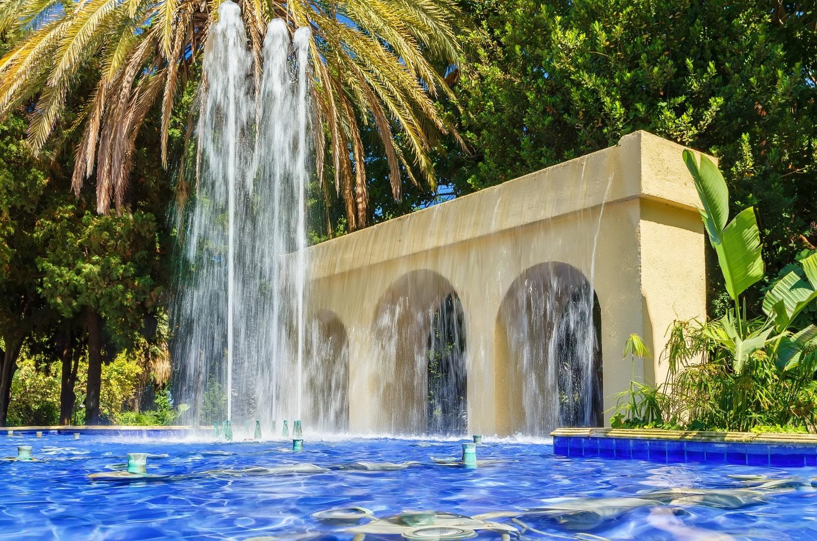 Fountain at the circle in the city of Orange, California